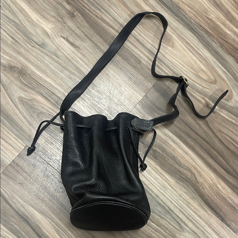 Coach Black Leather Drawstring Shoulder Bag